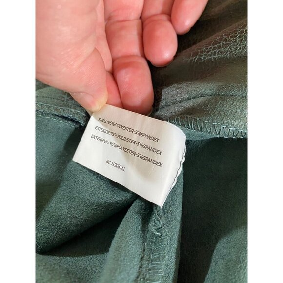 Lena Gabrielle Women's Green Faux Leather Open Front Blazer - 16 - Picture 10 of 12